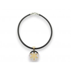 NEUF COLLIER BULGARI TONDO PENDENTIF FLOCON DE NEIGE OR JAUNE 18K ACIER NECKLACE