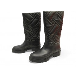 NEUF CHAUSSURES BOTTES HERMES FUJI 37 H222048ZV02360 CUIR NOIR BOOTS SHOES 1410€