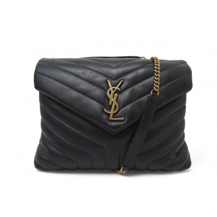 SAC A MAIN SAINT LAURENT LOULOU MEDIUM 574946 CUIR MATELASSE NOIR HAND BAG 2600€
