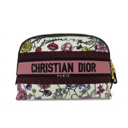 NEUF TROUSSE CHRISTIAN DIOR TRAVEL EN TOILE BRODERIE FLEURS POUCH CLUTCH 800€
