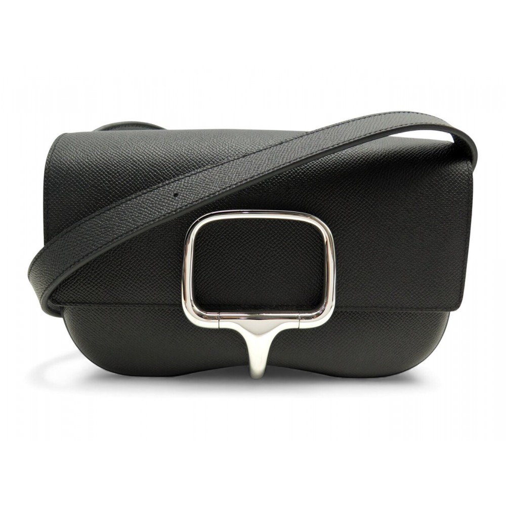 NEUF SAC A MAIN HERMES DELLA CAVALLERIA EN CUIR EPSOM NOIR BANDOULIERE PURSE BAG