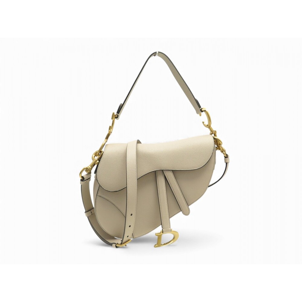 NEUF SAC A MAIN CHRISTIAN DIOR SADDLE EN CUIR BEIGE POUDRE BANDOULIERE BAG 3900€