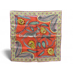 NEUF FOULARD HERMES THE SAVANA DANCE GAVROCHE CARRE 45 EN SOIE ORANGE SILK SCARF