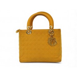 VINTAGE SAC A MAIN CHRISTIAN DIOR LADY DIOR TOILE CANNAGE JAUNE HAND BAG 4400€