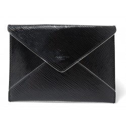 POCHETTE LOUIS VUITTON ENVELOPPE INVITATION DEFILE PM CUIR EPI VERNIS NOIR BAG