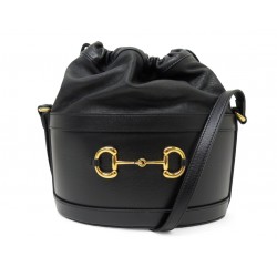 NEUF SAC A MAIN GUCCI HORSEBIT 1955 SEAU 602118 CUIR NOIR BANDOULIERE BAG 1950€