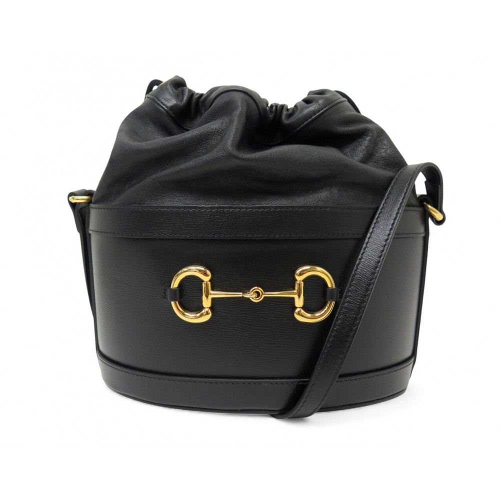 NEUF SAC A MAIN GUCCI HORSEBIT 1955 SEAU 602118 CUIR NOIR BANDOULIERE BAG 1950€