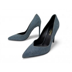 NEUF CHAUSSURES SAINT LAURENT 416482 ESCARPINS 36 EN TOILE JEAN DENIM SHOES 950€
