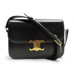 SAC A MAIN CELINE TRIOMPHE 187363 EN CUIR NOIR BANDOULIERE + BOITE PURSE 3500€