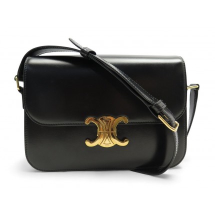 SAC A MAIN CELINE TRIOMPHE 187363 EN CUIR NOIR BANDOULIERE + BOITE PURSE 3500€