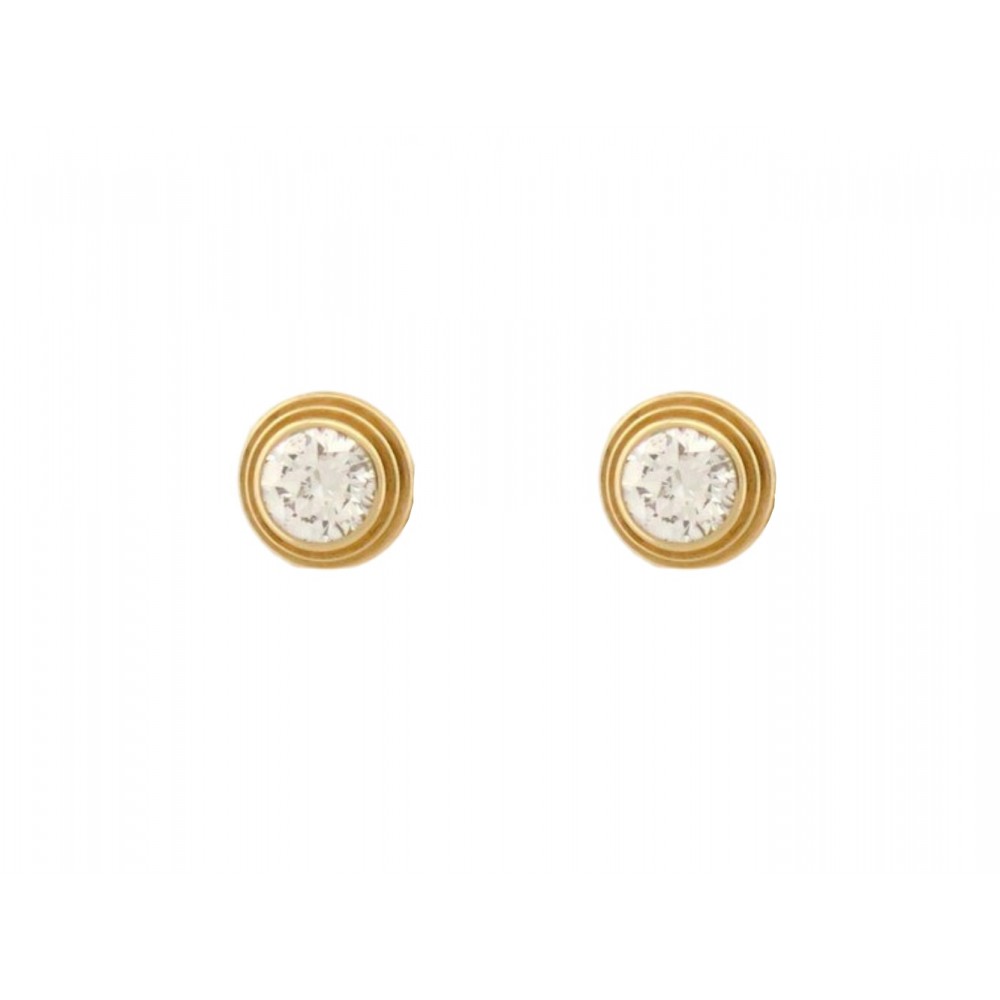 BOUCLES PUCES D'OREILLES CARTIER D'AMOUR OR JAUNE 18K 2 DIAMANTS BRILLANTS 3100€