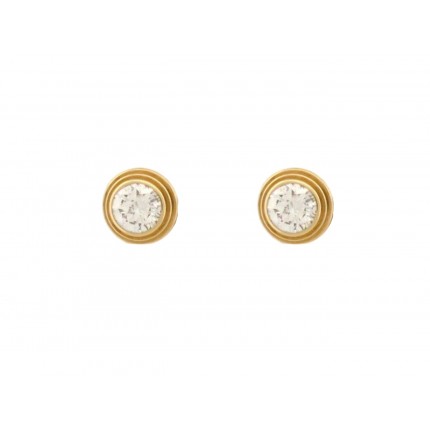 BOUCLES PUCES D'OREILLES CARTIER D'AMOUR OR JAUNE 18K 2 DIAMANTS BRILLANTS 3100€
