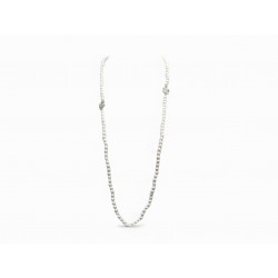 COLLIER CHANEL SAUTOIR LOGOS CC ET PERLES 99-106CM METAL ARGENTE NECKLACE 1900€