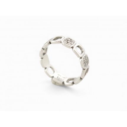 BAGUE DINH VAN IMPRESSION DOMINO T48 OR BLANC 18K 42 DIAMANTS 0.30CT RING 2000€