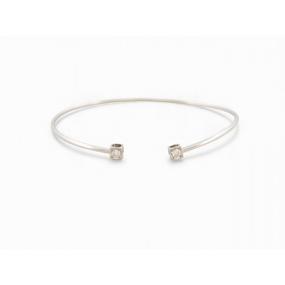 BRACELET DINH VAN 308215 LE CUBE DIAMANT PM 15 OR BLANC 18K 0.14CT BANGLE 2810€