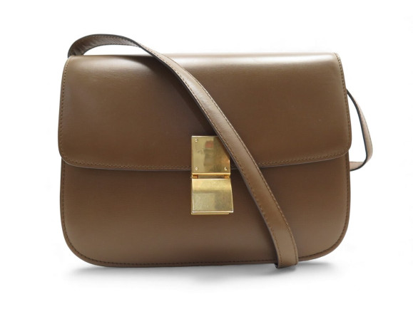 sac a main celine classic medium en cuir box marron