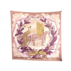 NEUF FOULARD BULGARI MYTHOLOGY ROMAN HERITAGE 246140 CARRE SOIE ROSE SCARF 720€