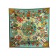 NEUF FOULARD HERMES KACHINAS KERMIT OLIVER CARRE 90 SOIE VERT + BOITE SCARF 530€