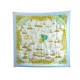 VINTAGE FOULARD HERMES VOILES DE LUMIERE METZ CARRE 90 EN SOIE BLEU SCARF 530€