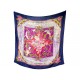 CHALE HERMES TROPIQUES BOURTHOUMIEUX CARRE 140 CACHEMIRE SOIE VIOLET SHAWL 1260€