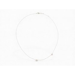 NEUF COLLIER AHKAH PENDENTIF FLEURS EN OR BLANC 18K DIAMANTS ROSES NECKLACE NEW