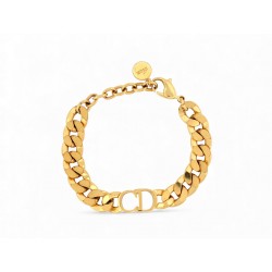BRACELET CHRISTIAN DIOR GOURMETTE CD DANSEUSE ETOILE DORE + POCHON BANGLE 460€