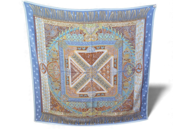 chale hermes sur un tapis volant annie faivre 140cm