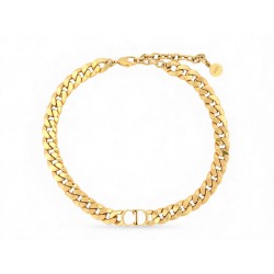 COLLIER CHRISTIAN DIOR CHOKER COURT 30 MONTAIGNE LOGO CD CHAINE OR NECKLACE 610€