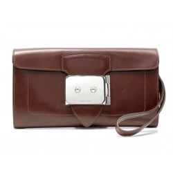 SAC POCHETTE A MAIN HERMES GOODLOCK EN CUIR MARRON BROWN LEATHER WALLET HANDBAG