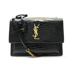 NEUF SAC A MAIN SAINT LAURENT SUNSET M 442906 CUIR FACON CROCO BANDOULIERE 2400€