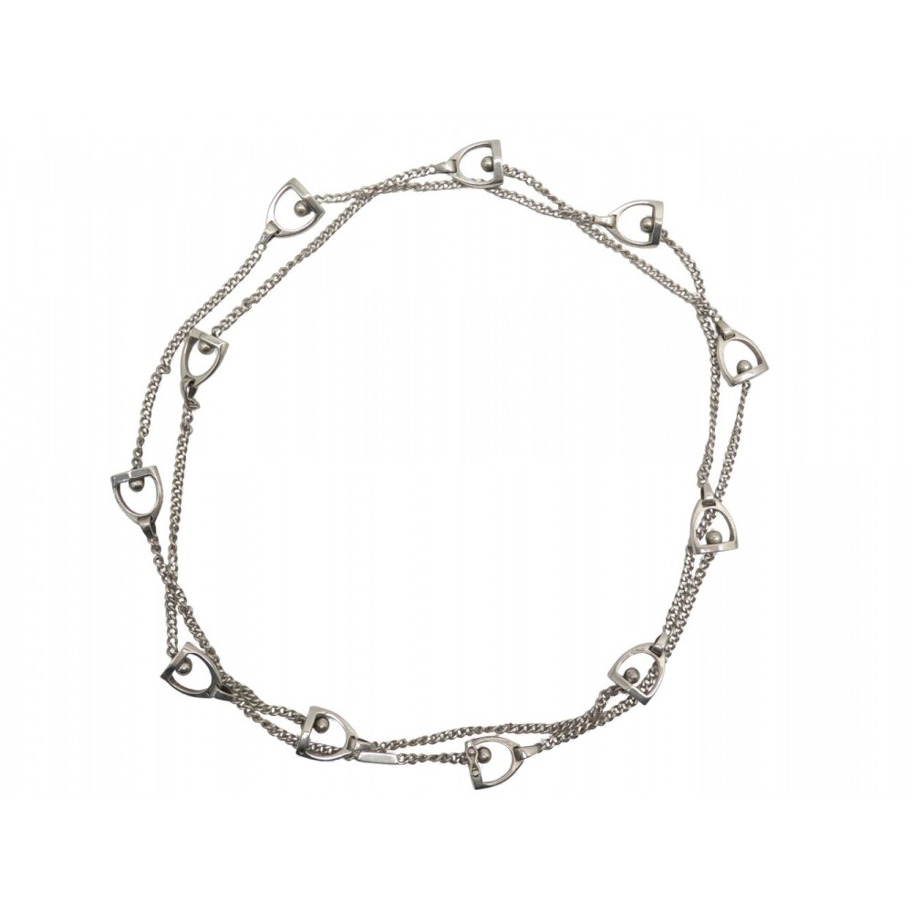 RARE VINTAGE COLLIER HERMES SAUTOIR ETRIER GAETAN DE PERCIN ARGENT 800 NECKLACE