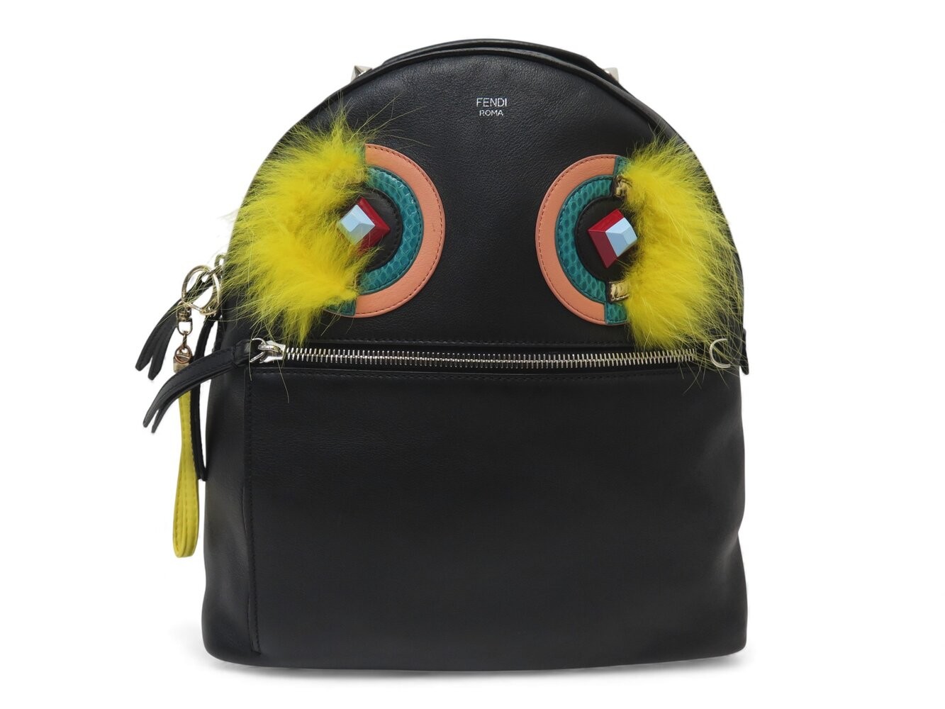 Fendi Black Nylon and Leather Medium Monster Eyes Backpack Bag - 8BZ035 Buy Fendi Monster Eyes Medium Backpack Nylon Saffiano  main image 3
