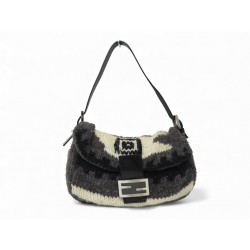 SAC A MAIN FENDI BAGUETTE 16059 EN LAINE GRISE PORTE EPAULE PURSE HAND BAG 2800€