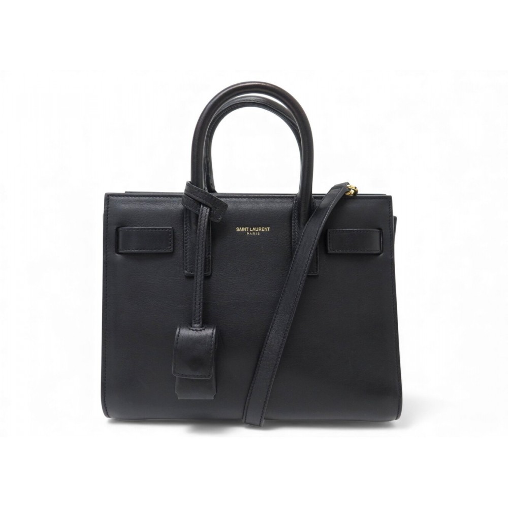 NEUF SAC A MAIN SAINT LAURENT DE JOUR NANO 340778 EN CUIR NOIR BANDOULIERE 2200€