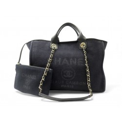 SAC A MAIN CHANEL CABAS DEAUVILLE A66941 MM GRAND SHOPPING NOIR TOTE BAG 5000€