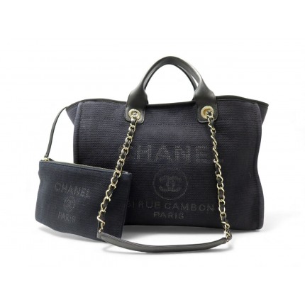 SAC A MAIN CHANEL CABAS DEAUVILLE A66941 MM GRAND SHOPPING NOIR TOTE BAG 5000€
