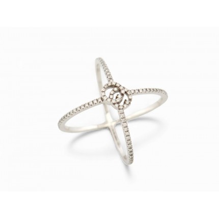 NEUF BAGUE GUCCI GG RUNNING 7MM EN OR BLANC 18K 108 DIAMANTS T50 NEW RING 3100€