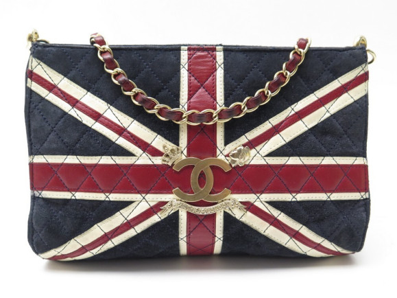 rare sac a main chanel union jack logo cc en velours