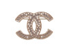 broche chanel logo cc strass perles metal dore