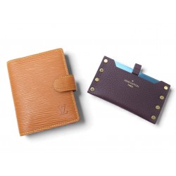NEUF LOT MINI PORTE AGENDA LOUIS VUITTON EN CUIR EPI GOLD + ETUI MIROIR M614€