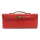 SAC A MAIN HERMES KELLY CUT CLUTCH CUIR SWIFT ROUGE POCHETTE RED HAND BAG POUCH