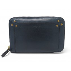 PORTEFEUILLE JEROME DREYFUSS JULIEN CUIR BLEU PORTE MONNAIE LEATHER WALLET 320€