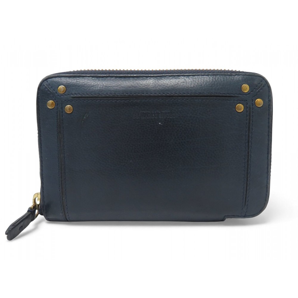 PORTEFEUILLE JEROME DREYFUSS JULIEN CUIR BLEU PORTE MONNAIE LEATHER WALLET 320€