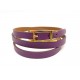 NEUF BRACELET HERMES BEHAPI TRIPLE TOUR 21-23 CM CUIR SWIFT VIOLET BANGLE 390€