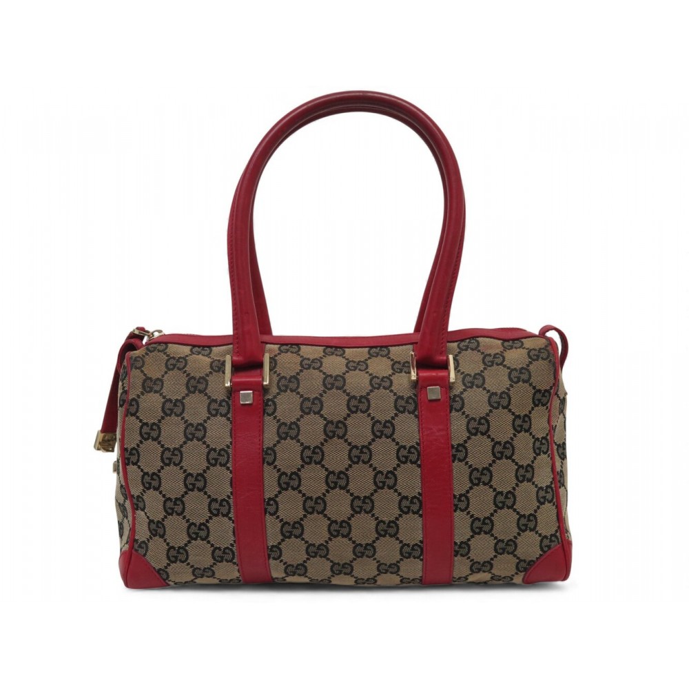 VINTAGE SAC A MAIN GUCCI BOSTON 0851 TOILE MONOGRAMME GG ROUGE BEIGE BAG 1650€