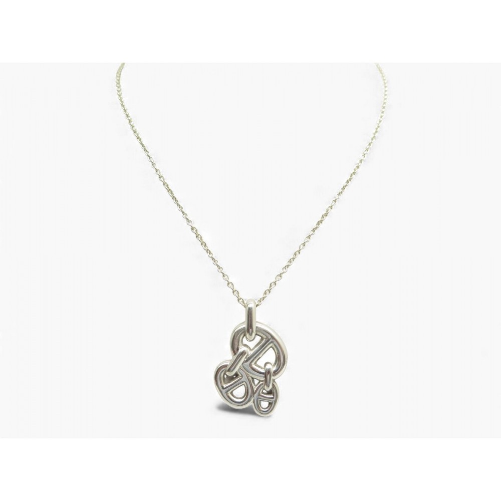 COLLIER PENDENTIF HERMES CHAINE D'ANCRE ENCHAINEE EN ARGENT 925 SILVER NECKLACE