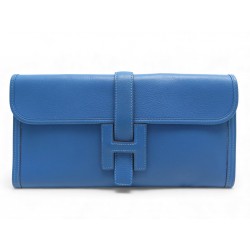 NEUF SAC A MAIN HERMES POCHETTE JIGE ELAN 29 EN CUIR BLEU POUCH HAND BAG 3500€