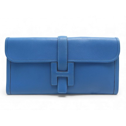 NEUF SAC A MAIN HERMES POCHETTE JIGE ELAN 29 EN CUIR BLEU POUCH HAND BAG 3500€