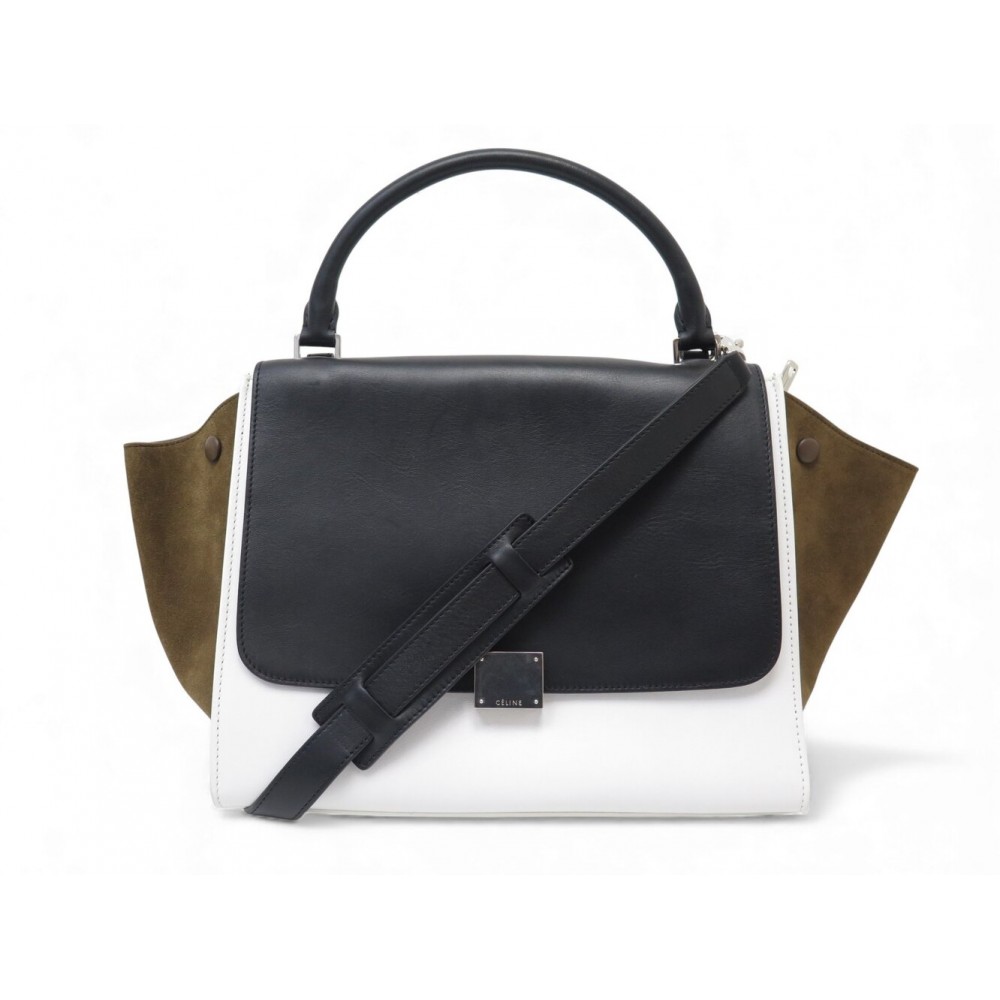 SAC A MAIN CELINE TRAPEZE MM 169543 CUIR & DAIM TRICOLORE BANDOULIERE BAG 2500€