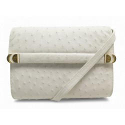 NEUF VINTAGE SAC A MAIN GUCCI CUIR AUTRUCHE BLANC BANDOULIERE OSTRICH BAG 2500€
